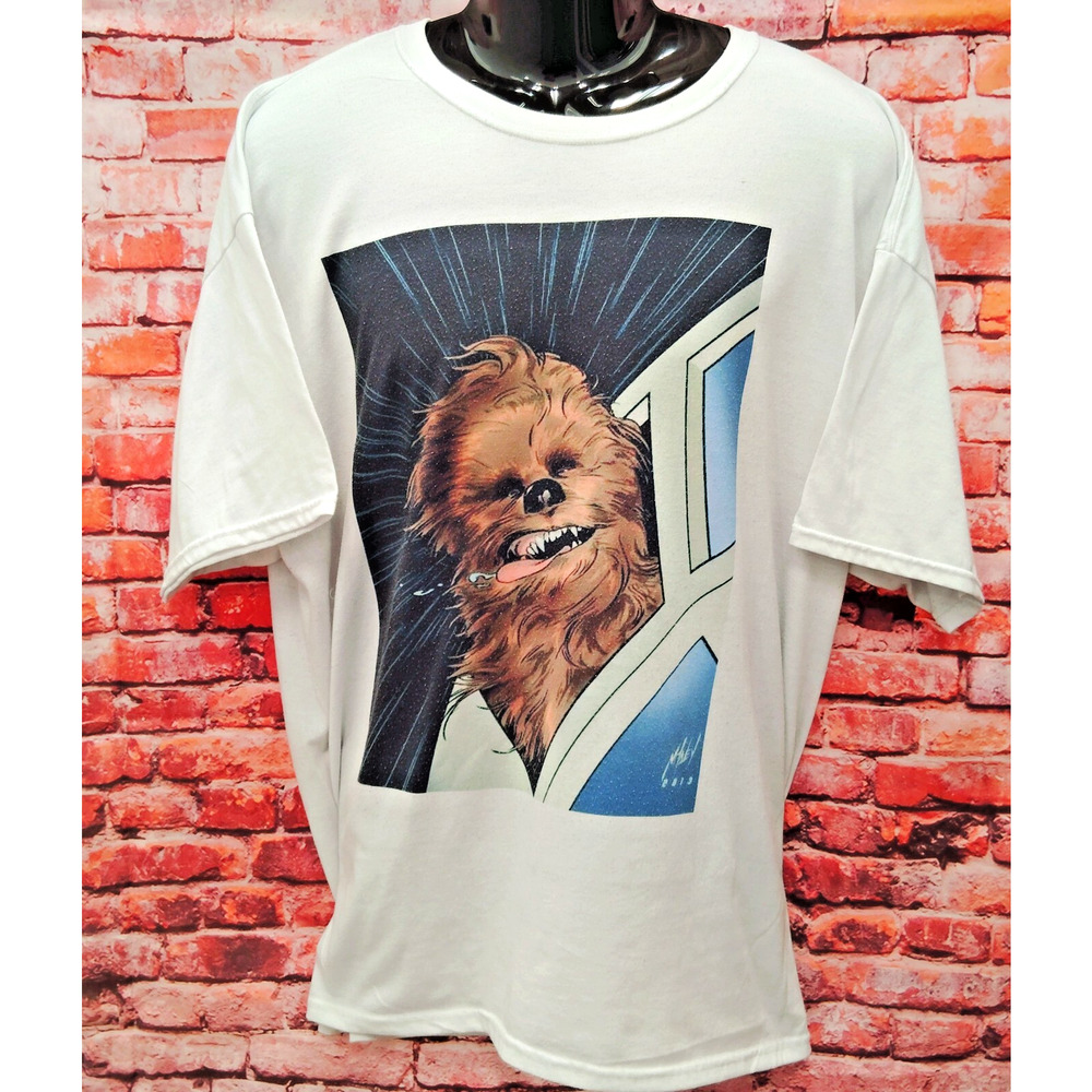 JERZEES Shirt Mens 3XL White Star Wars White Casual Short Sleeve Chewbacca Tee